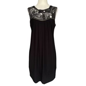 B. SMART WOMENS BLACK BEAD & SEQUIN EMBELLISHED SLEEVELESS DRESS MEDIUM